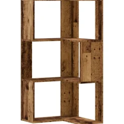vidaXL Estanterías-Estantería de esquina 3 niveles madera envejecida 50x50x102 cm