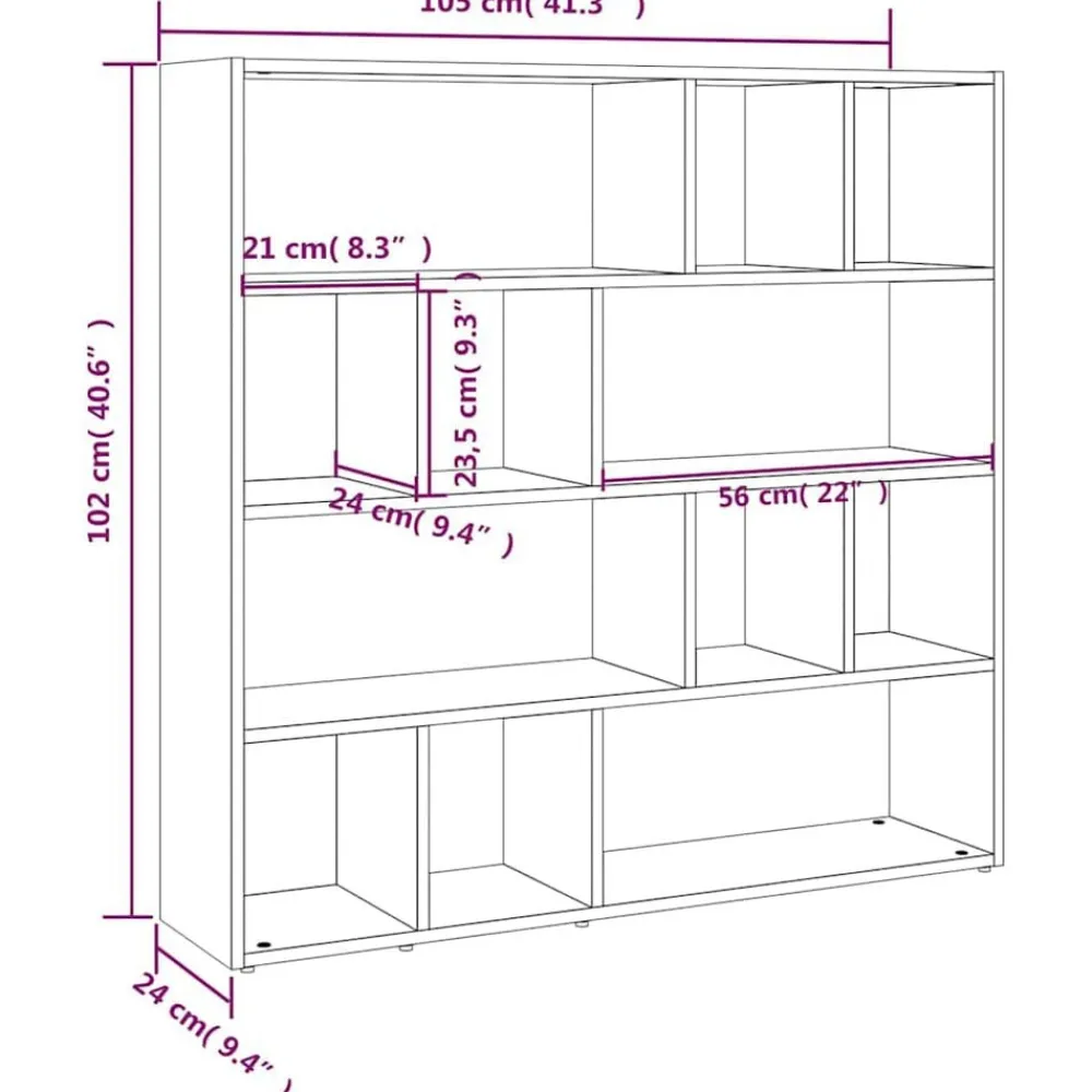 vidaXL Divisores De Ambientes-Estantería de libros/divisor de espacios 105x24x102 cm