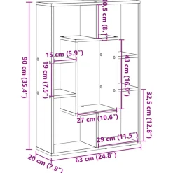 vidaXL Estantería de madera de ingeniería 63x20x90 cm Gris sonoma Discount