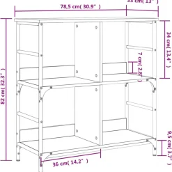 vidaXL Estantería de madera de ingeniería 78,5x33x82 cm Roble ahumado New