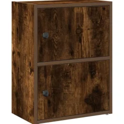 vidaXL Estantería de madera de ingeniería 40x24x52 cm Roble ahumado Clearance
