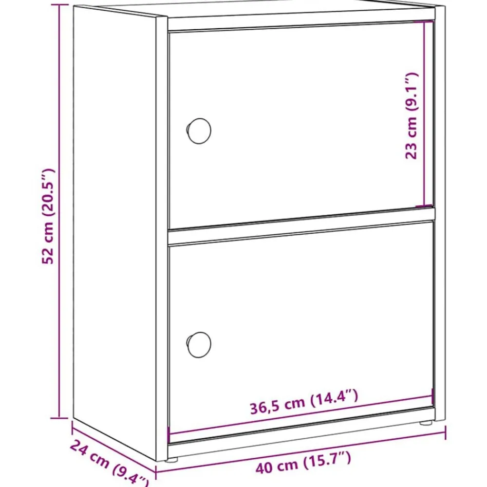 vidaXL Estantería de madera de ingeniería 40x24x52 cm Roble ahumado Clearance