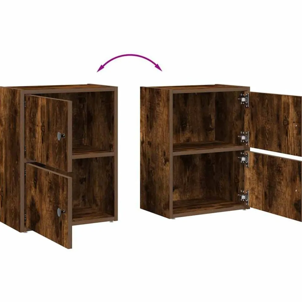 vidaXL Estantería de madera de ingeniería 40x24x52 cm Roble ahumado Clearance