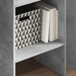 vidaXL Estanterías-Estantería de madera contrachapada gris hormigón 40x35x180 cm