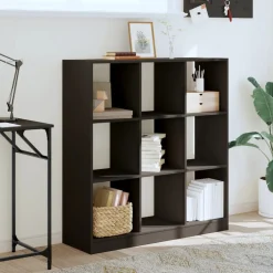vidaXL Estanterías-Estantería de madera de ingeniería negra 102x32x108 cm