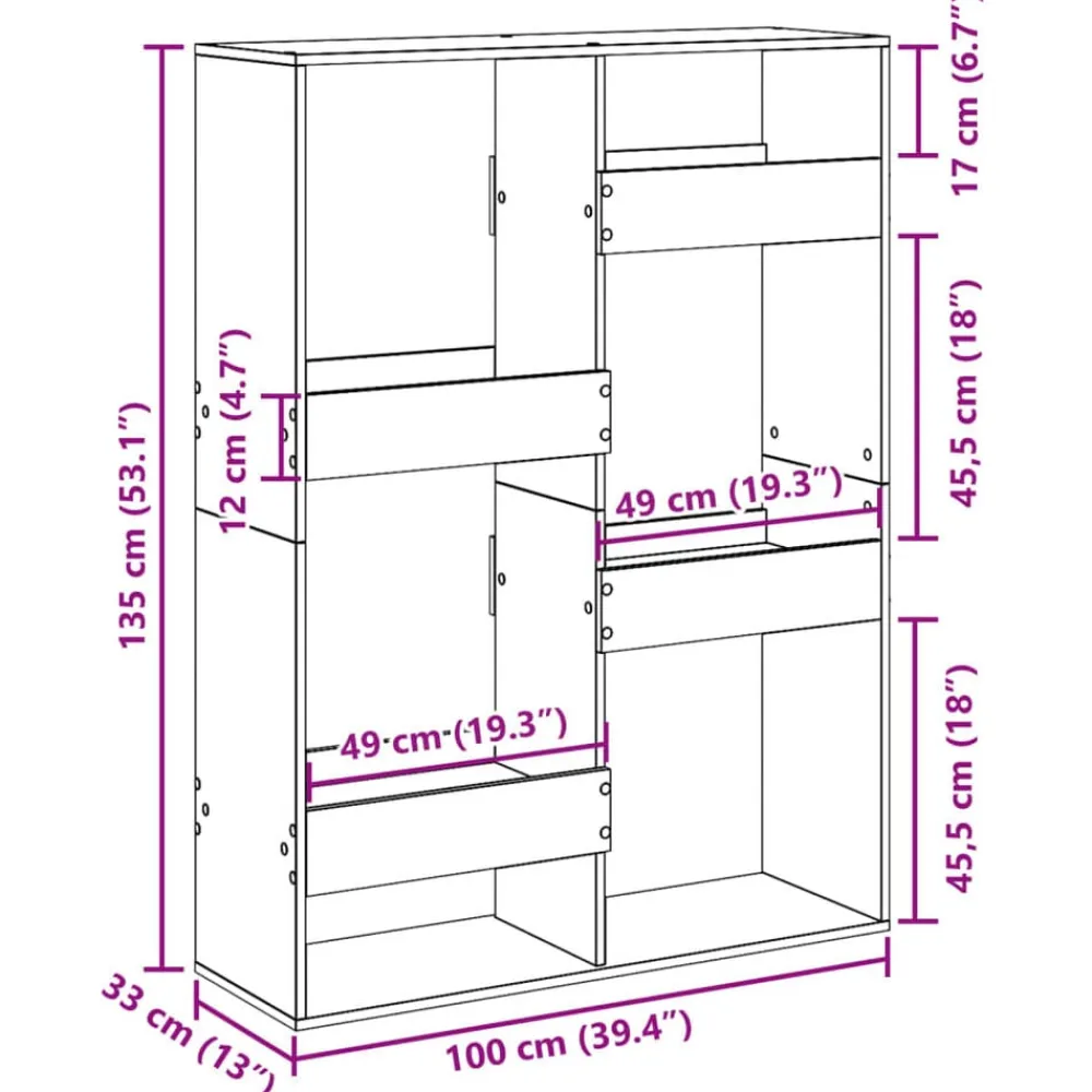 vidaXL Estantería de madera de ingeniería 100x33x135 cm Roble ahumado Hot