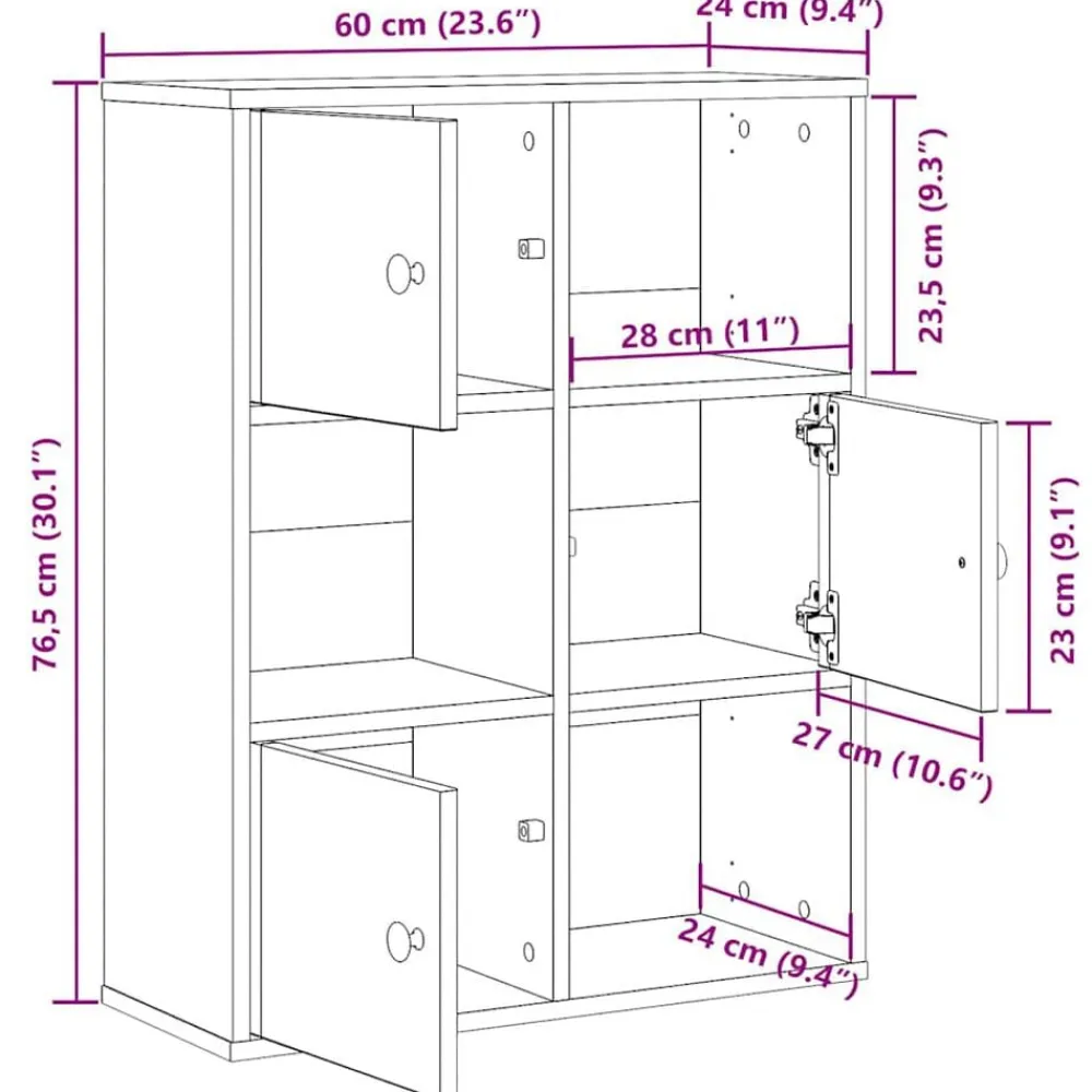 vidaXL Estanterías-Estantería de madera de ingeniería blanca 60x24x76,5 cm