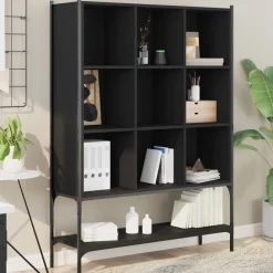 vidaXL Estantería de madera de ingeniería negra 102x30x141,5 cm Negro New