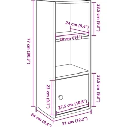vidaXL Estanterías-Estantería de madera de ingeniería 31x24x77 cm