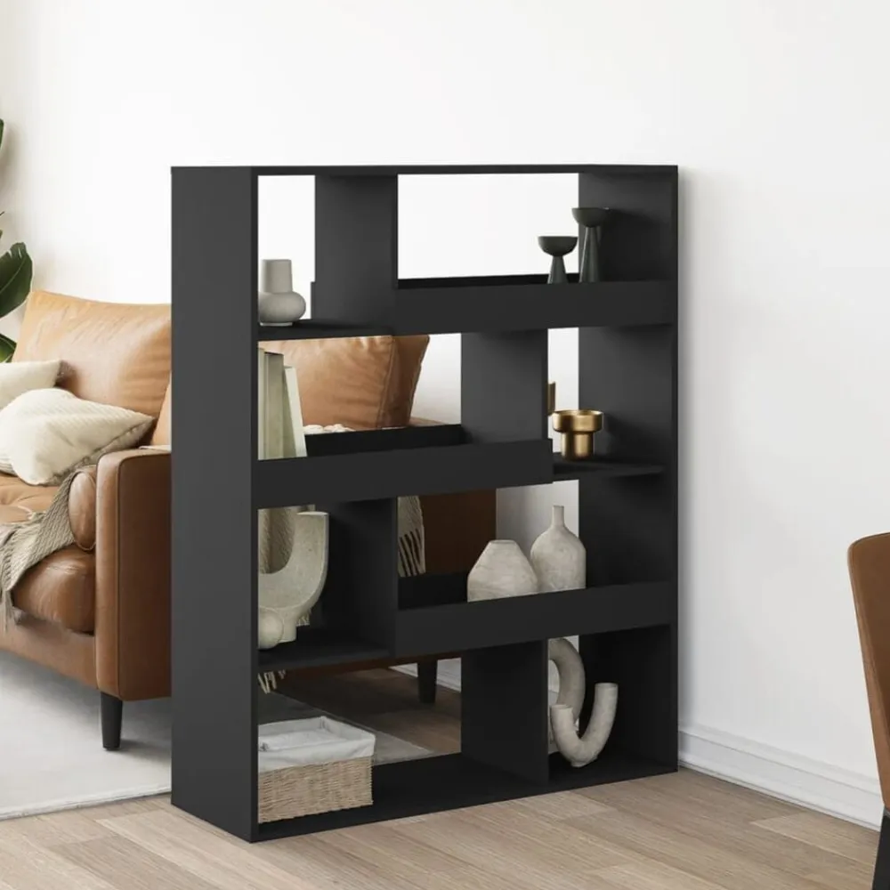 vidaXL Estanterías-Estantería de madera de ingeniería negra 100x33x125,5 cm