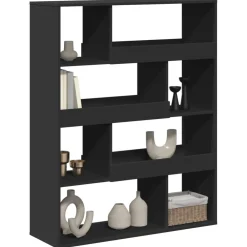 vidaXL Estanterías-Estantería de madera de ingeniería negra 100x33x125,5 cm