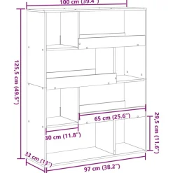 vidaXL Estanterías-Estantería de madera de ingeniería negra 100x33x125,5 cm