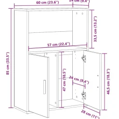 vidaXL Estantería de madera de ingeniería gris hormigón 60x24x85 cm Gris hormigón Clearance