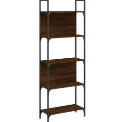 vidaXL Estantería de madera ingeniería roble ahumado 155,5x24x166,5 cm Marrón roble