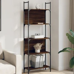 vidaXL Estantería de madera ingeniería roble ahumado 155,5x24x166,5 cm Marr&oacute;n roble