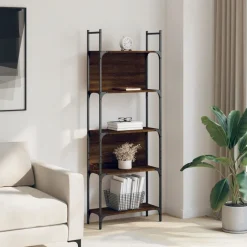 vidaXL Estantería de madera ingeniería roble ahumado 155,5x24x166,5 cm Marr&oacute;n roble