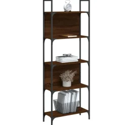 vidaXL Estantería de madera ingeniería roble ahumado 155,5x24x166,5 cm Marr&oacute;n roble