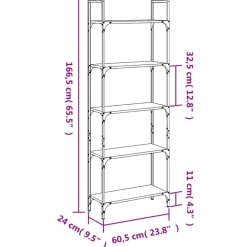 vidaXL Estantería de madera ingeniería roble ahumado 155,5x24x166,5 cm Marr&oacute;n roble