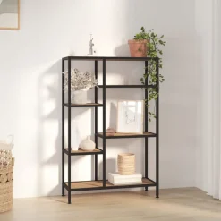 vidaXL Estanterías-Estantería de madera contrachapada y acero 80x30x120 cm