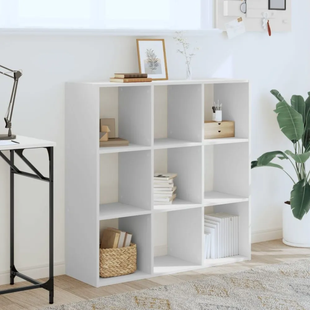 vidaXL Estanterías-Estantería de madera de ingeniería blanca 102x32x102 cm