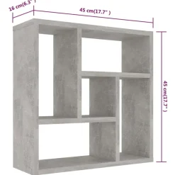 vidaXL Estantería de pared contrachapada gris hormigón 45,1x16x45,1 cm Gris hormig&oacute;n Clearance