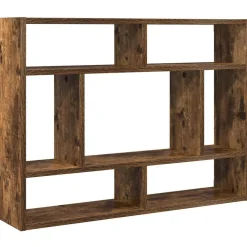 vidaXL Estantería de pared madera ingeniería 75x16x55 cm Roble ahumado New