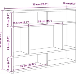 vidaXL Estantería de pared madera ingeniería 75x16x55 cm Roble ahumado New