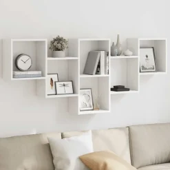 vidaXL Estantería de pared madera de ingeniería blanca 159x18x66 cm Blanco New