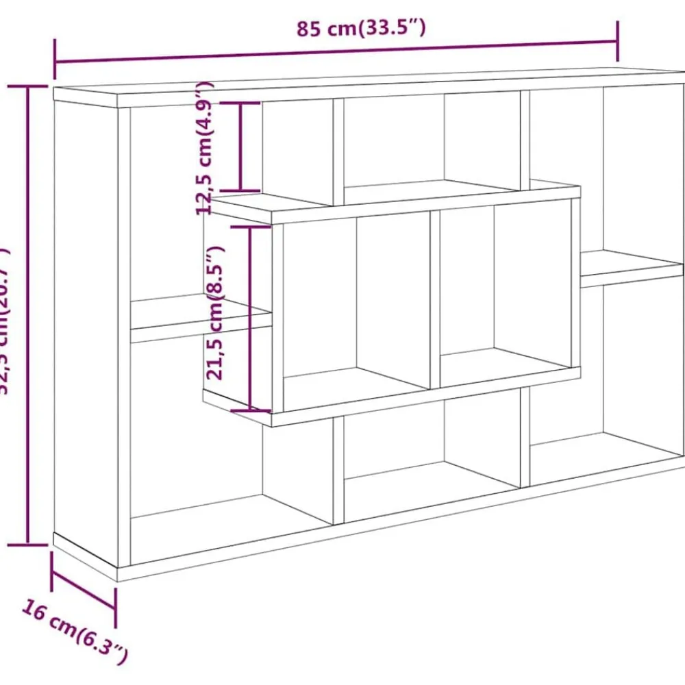 vidaXL Armarios Y Almacenamiento-Estantería de pared madera de ingeniería 85x16x52,5 cm