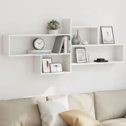 vidaXL Estantería de pared madera ingeniería blanca 167,5x18x68 cm Blanco Clearance