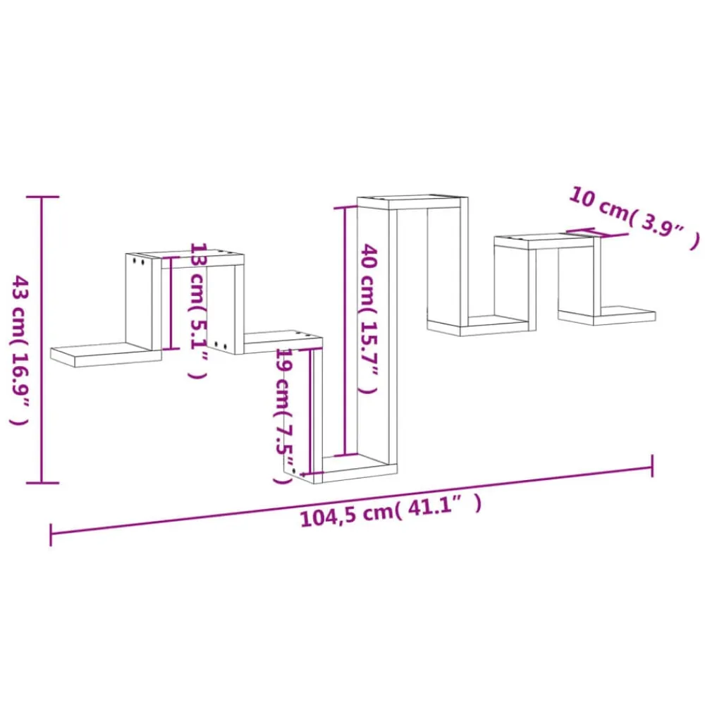 vidaXL Estanterías-Estantería de pared madera de ingeniería 104,5x10x43 cm