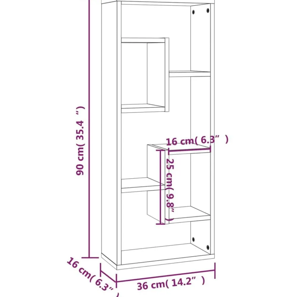 vidaXL Estantería de pared madera ingeniería marrón roble 36x16x90 cm Marrón roble Best