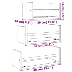 vidaXL Estantería de pared de 3 piezas con barras Madera de ingeniería Roble Sonoma New