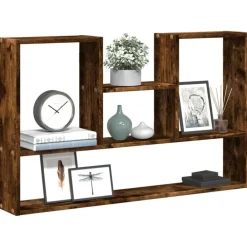 vidaXL Estantería de pared madera ingeniería 99x15x60 cm Roble ahumado Sale