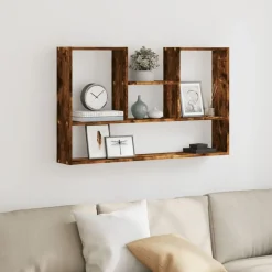 vidaXL Estantería de pared madera ingeniería 99x15x60 cm Roble ahumado Sale