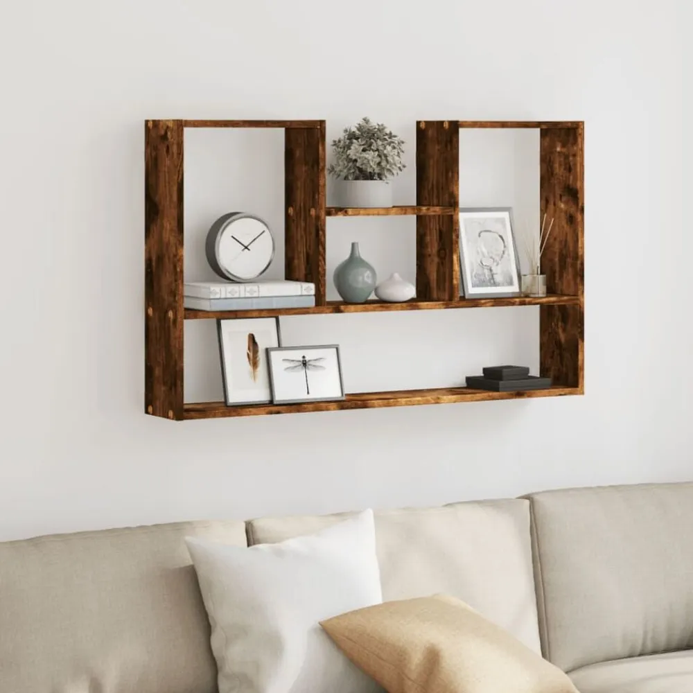 vidaXL Estantería de pared madera ingeniería 99x15x60 cm Roble ahumado Sale