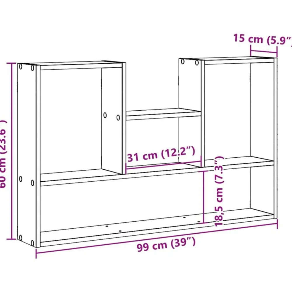 vidaXL Estantería de pared madera ingeniería 99x15x60 cm Roble ahumado Sale