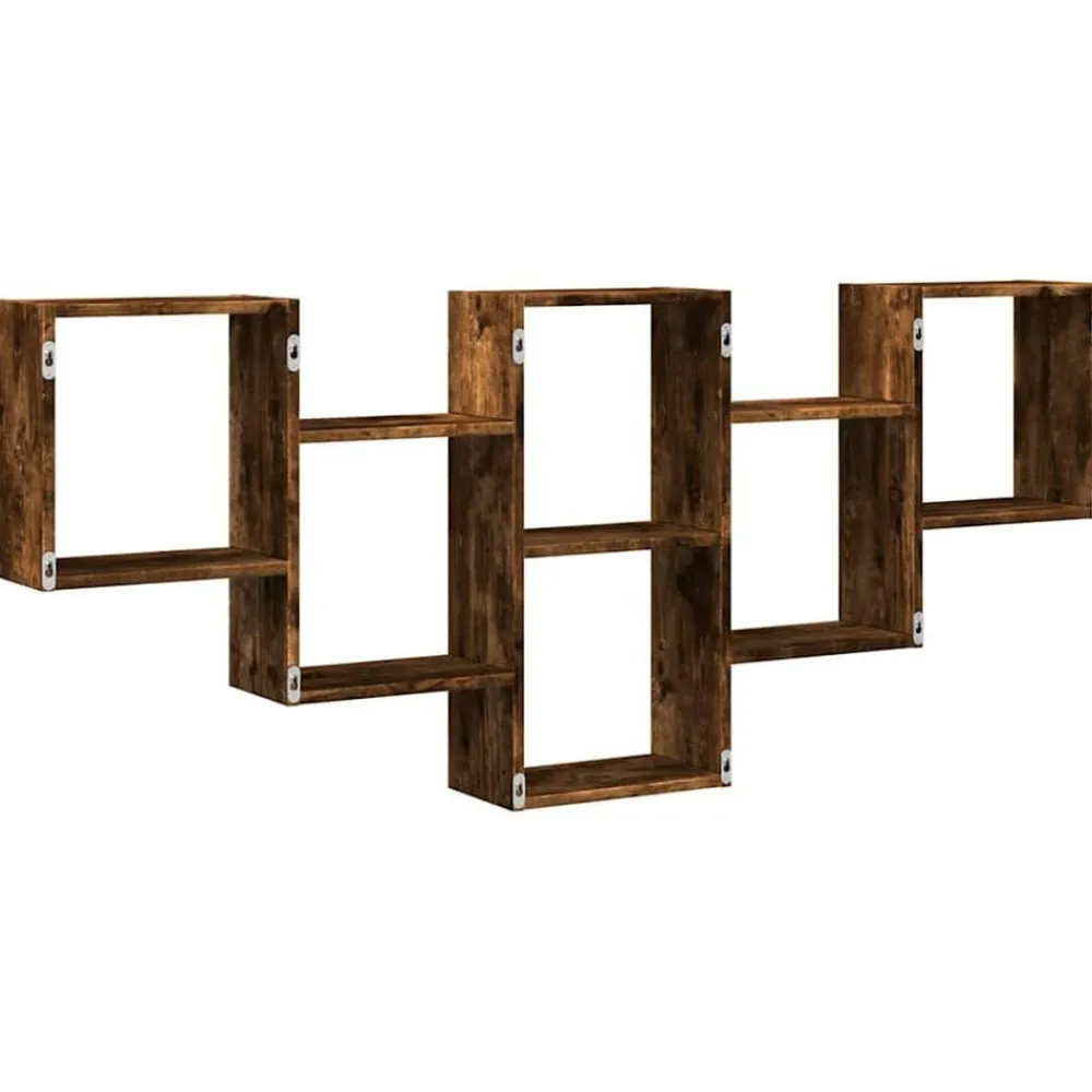 vidaXL Estantería de pared madera ingeniería 159x18x66cm Roble ahumado Outlet