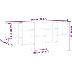 vidaXL Estantería de pared madera ingeniería 159x18x66cm Roble ahumado Outlet