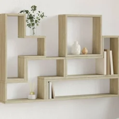vidaXL Estantería de pared madera ingeniería 96x12x64 cm Roble Sonoma New