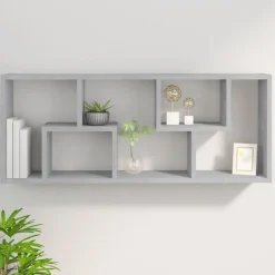 vidaXL Estantería de pared contrachapada gris hormigón 36x16x90 cm Gris hormig&oacute;n Outlet
