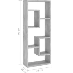 vidaXL Estantería de pared contrachapada gris hormigón 36x16x90 cm Gris hormig&oacute;n Outlet