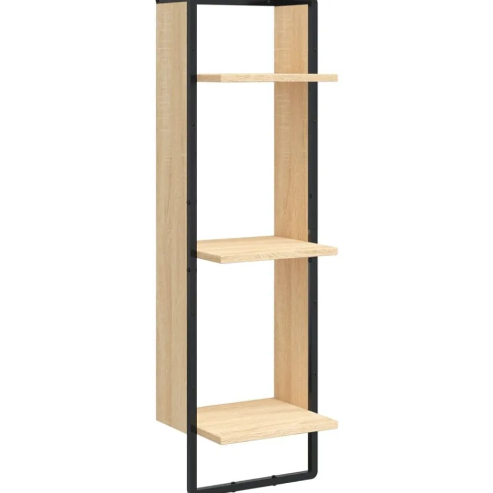 vidaXL Estantería de pared 3 niveles madera 30x25x100 cm Roble Sonoma Best