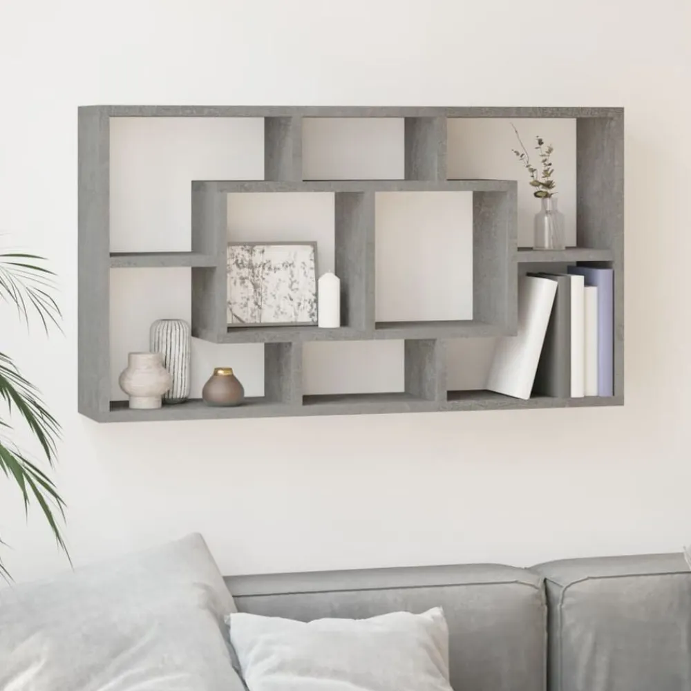 vidaXL Estantería de pared con 8 compartimentos gris hormigón Gris hormigón