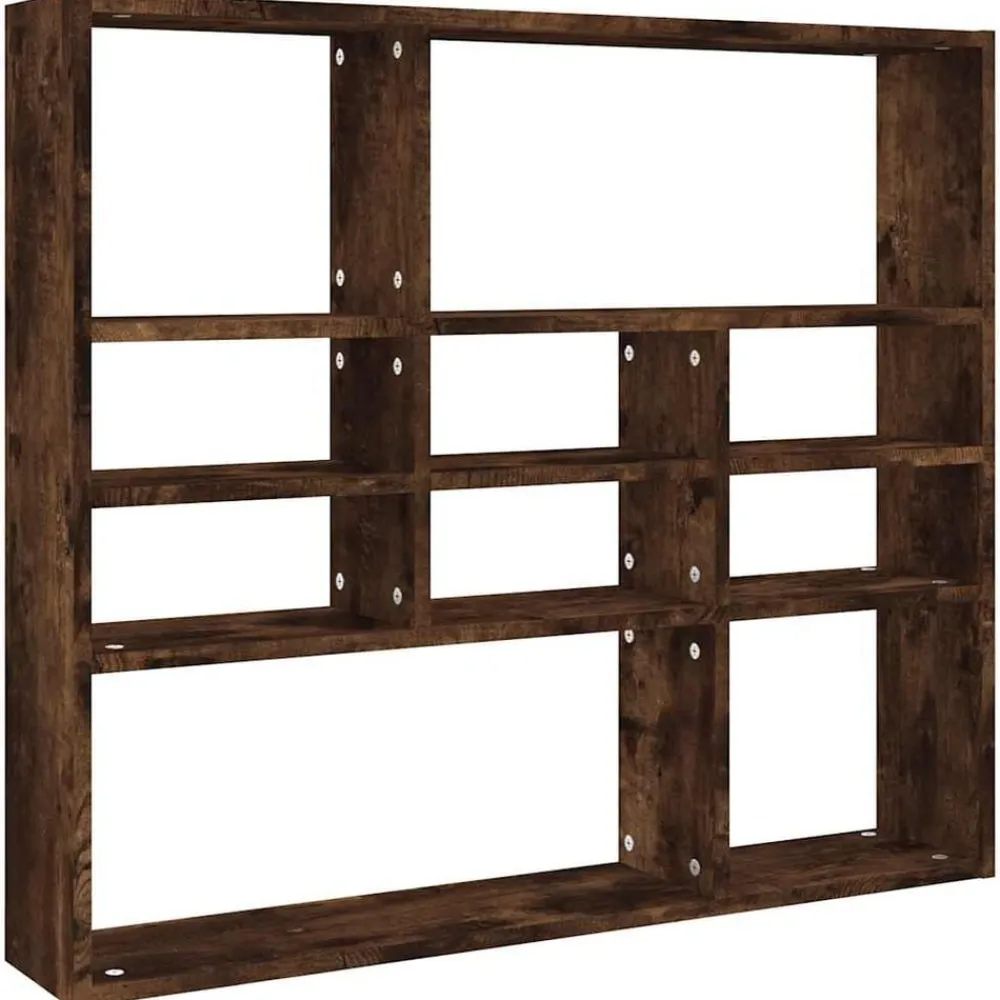vidaXL Estantería de pared contrachapada 90x16x78 cm Roble ahumado Best