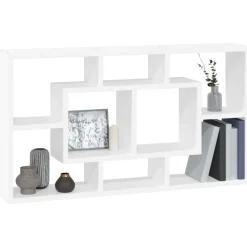 vidaXL Estantería de pared con 8 compartimentos Blanco brillante Online