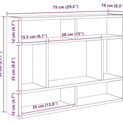 vidaXL Estantería de pared madera ingeniería roble marrón 75x16x55 cm Marr&oacute;n roble Discount
