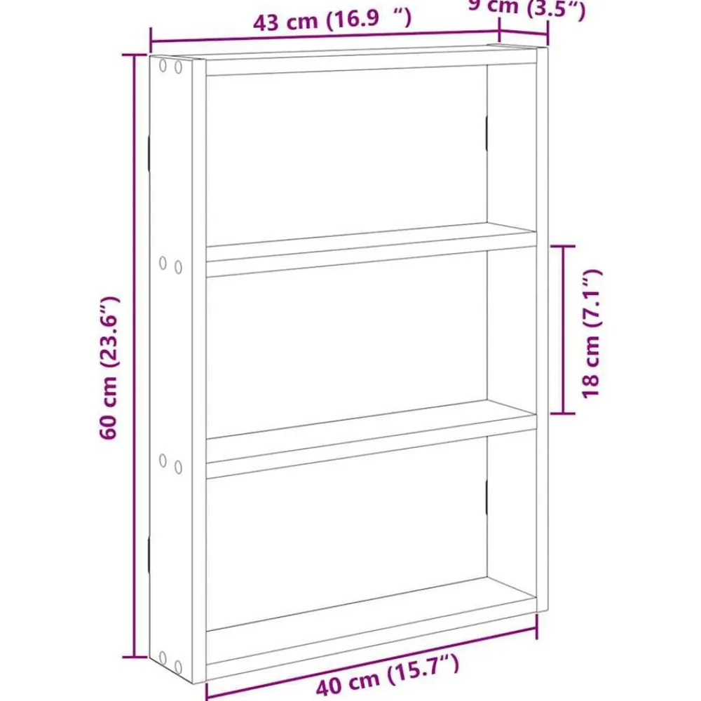 vidaXL Estantería de pared madera ingeniería 43x9x60 cm Roble Sonoma