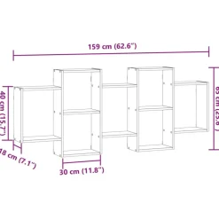 vidaXL Estantería de pared madera de ingeniería blanca 159x18x65 cm Blanco Sale