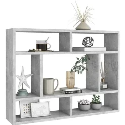 vidaXL Estanterías-Estantería de pared contrachapada gris hormigón 75x16x55 cm